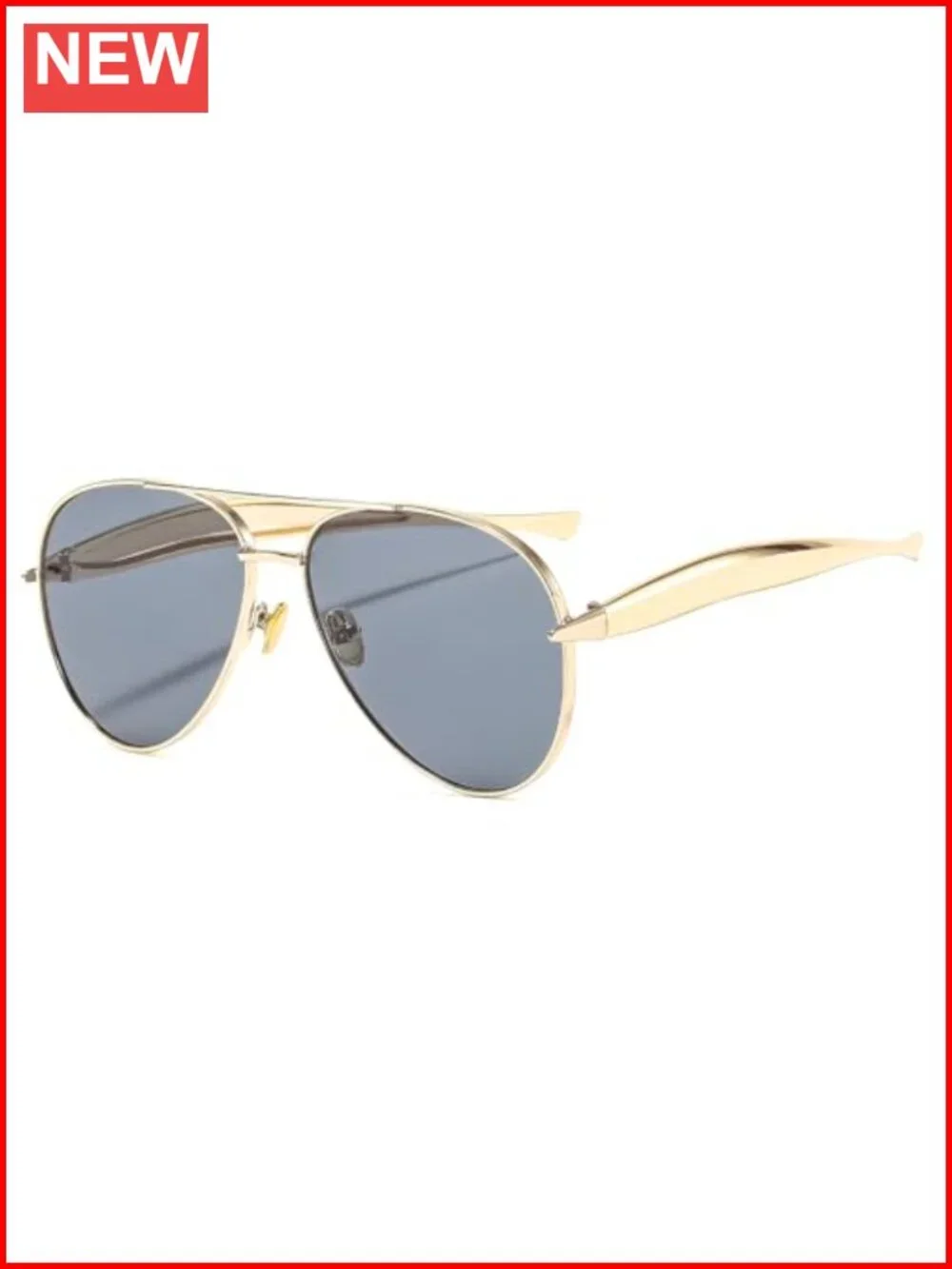 Retro 70s Oversized Pilot Sunglasses Double Bridge UV400 Metal Frame
